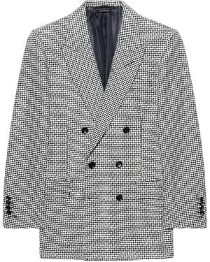 Tom Ford Wool-Blend Pied De Poule Colbert Blazer - Grey