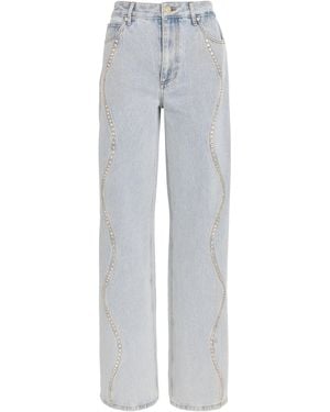 Sandro Embellished Wide-Leg Jeans - Gray