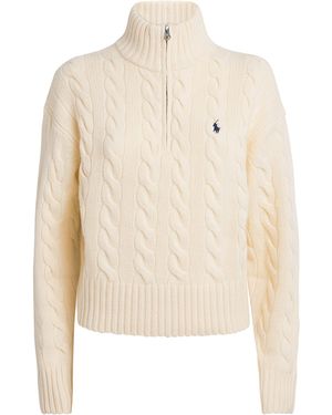 Polo Ralph Lauren Wool-Cashmere Quarter-Zip Sweater - Natural