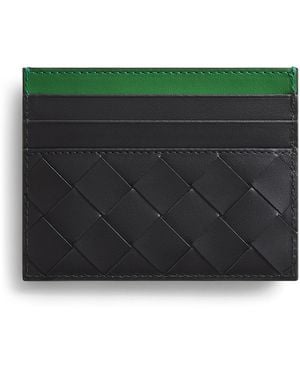 Bottega Veneta Leather Intrecciato Card Holder - Green
