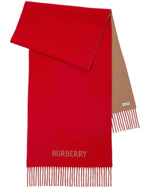 Burberry Cashmere Reversible Ekd Scarf - Red