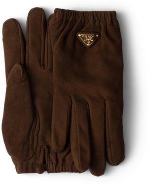 Prada Suede Gloves - Brown