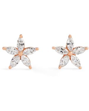 BeeGoddess And Diamond Apple Seed Stud Earrings - White