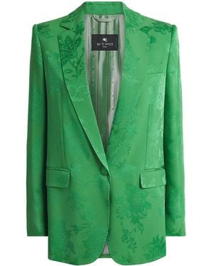 Etro Floral Single-Breasted Blazer - Green