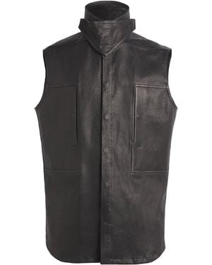 Rick Owens Lambskin High-Neck Gilet - Black