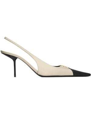 Saint Laurent Leather Babylone Slingback Court Shoes 75 - Metallic