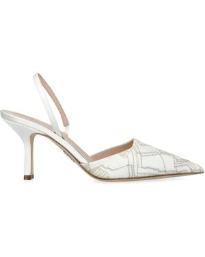 Rodo Woven Assia Slingback Pumps 80 - White