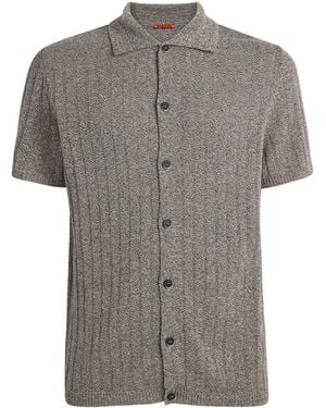 Barena Linen-Cotton Knit Short-Sleeve Shirt - Grey