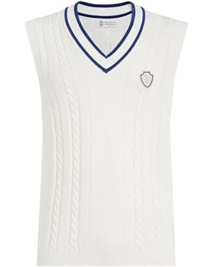 Brunello Cucinelli Cotton Cable-Knit Jumper Vest - White