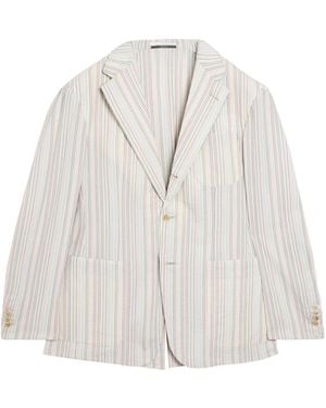 dunhill Wool-Silk Stripe Cavendish Blazer - White