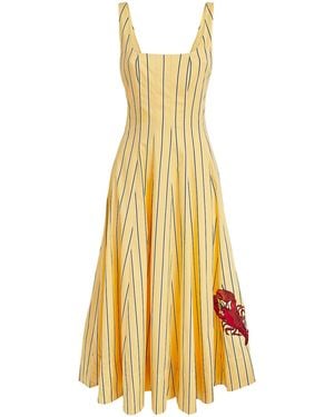 STAUD Stripe Wells Midi Dress - Yellow