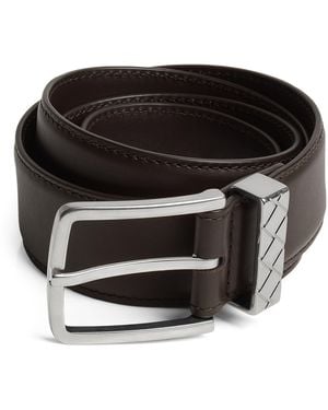 Bottega Veneta Leather Intreccio Loop Belt - Black