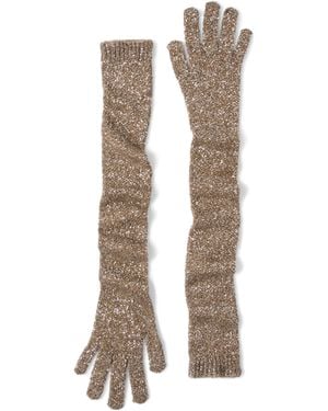 Brunello Cucinelli Dazzling Knit Gloves - Natural