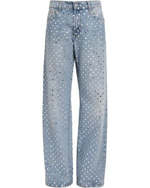 7 For All Mankind Studded Straight Jeans - Blue