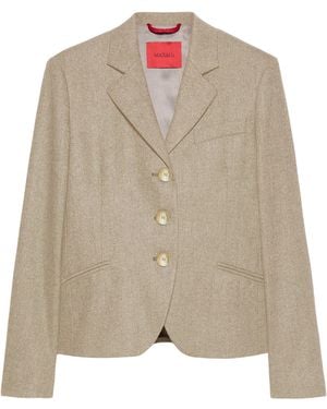 MAX&Co. Button-Up Cropped Jacket - Natural
