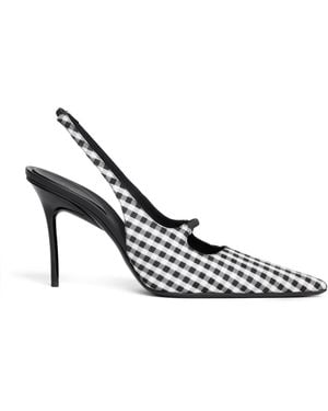 Alaïa Vichy Print Drop Slingback Court Shoes 80 - Metallic