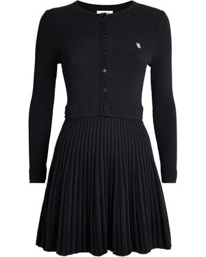 Sandro Pleated Knit Mini Dress - Black