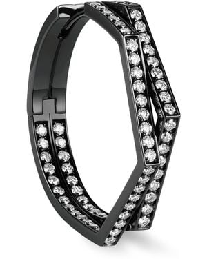 Repossi And Diamond Antifer Hoop Earrings - Black
