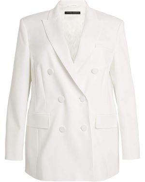 Marina Rinaldi Cotton-Blend Double-Breasted Blazer - White