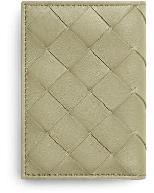 Bottega Veneta Leather Intrecciato Trifold Wallet - Green