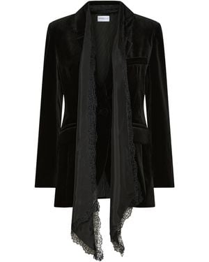 Marella Stretch-Velvet Silk-Scarf Blazer - Black
