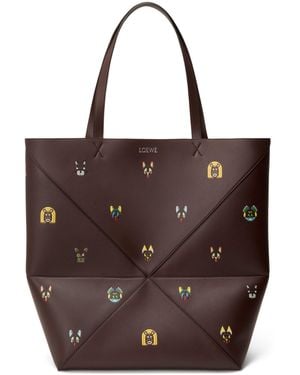 Loewe X Louis Wain Xl Calfskin Puzzle Fold Tote Bag - Brown