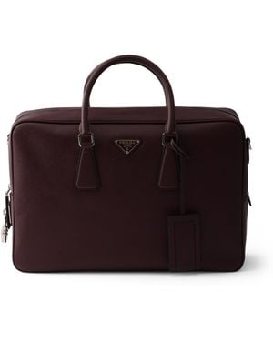 Prada Saffiano Leather Briefcase - Purple