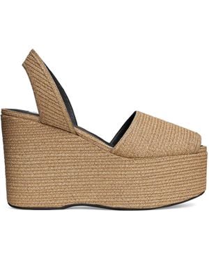 Alaïa Straw Wedge Sandals 110 - Natural