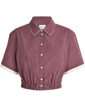 Claudie Pierlot Cotton Check Cropped Shirt - Purple