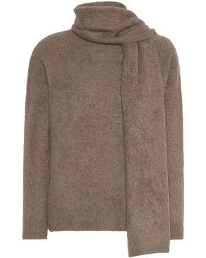 Max Mara Yak Scarf-Detail Sweater - Brown
