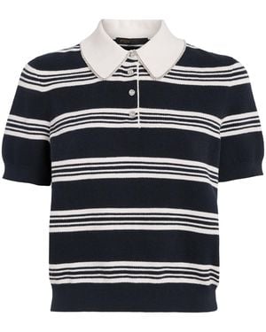 Maje Embellished Stripe Polo Shirt - Blue