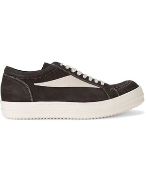 Rick Owens Nubuck Leather Vintage Low-Top Sneakers - Brown