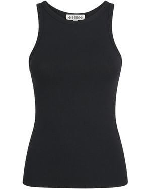 ÉTERNE Ribbed Tank Top - Black