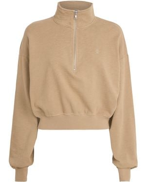 ÉTERNE Cropped Half-Zip Sweatshirt - Natural