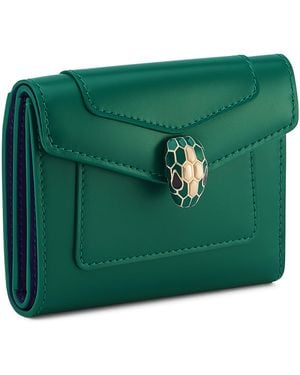 BVLGARI Leather Serpenti Forever Slim Compact Wallet - Green