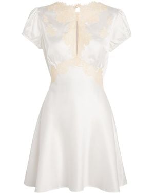 Doen Silk Lace-Trim Junia Mini Dress - White