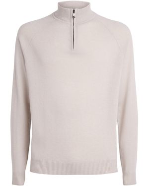 Derek Rose Cashmere Finley Quarter-Zip Jumper - White
