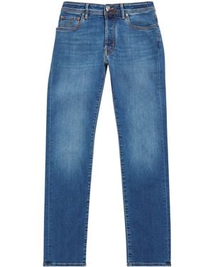 Jacob Cohen Crocodile Leather Patch Straight Jeans - Blue