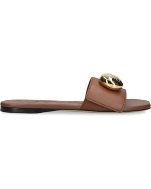 Loewe Leather Pebble Slides - Brown