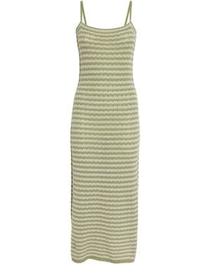 Barrie Cashmere Stripe Midi Dress - Green