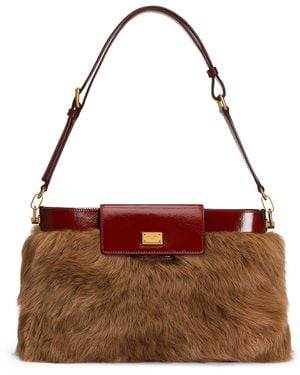 Dolce & Gabbana Fur And Leather Vittoria Shoulder Bag - Brown