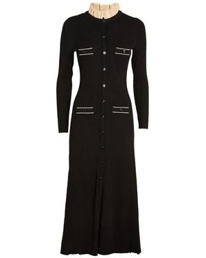 Sandro Ribbed Midi Dress - Black