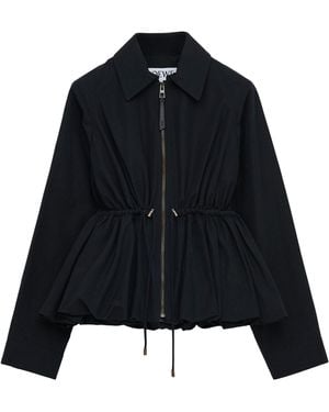 Loewe Cotton-Print Gathered Jacket - Black