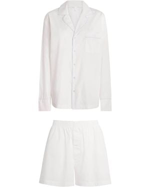 Skims Stretch-Cotton Long-Sleeve Boxer Pyjama Set - White