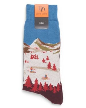 Doré Doré Jacquard Mountain Socks - Blue
