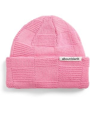 About Blank Cotton-Blend Checkerboard Knit Beanie - Pink