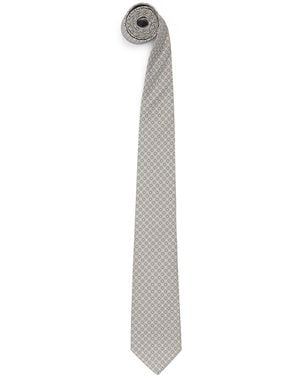 Canali Silk Medallion Print Tie - White