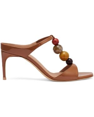 Malone Souliers Patent Leather Beaded Lena Heeled Sandals 70 - Brown
