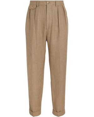 Polo Ralph Lauren Linen-Blend Glen Plaid Whitman Trousers - Natural