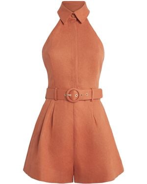Zimmermann Linen Belted Awaken Playsuit - Brown